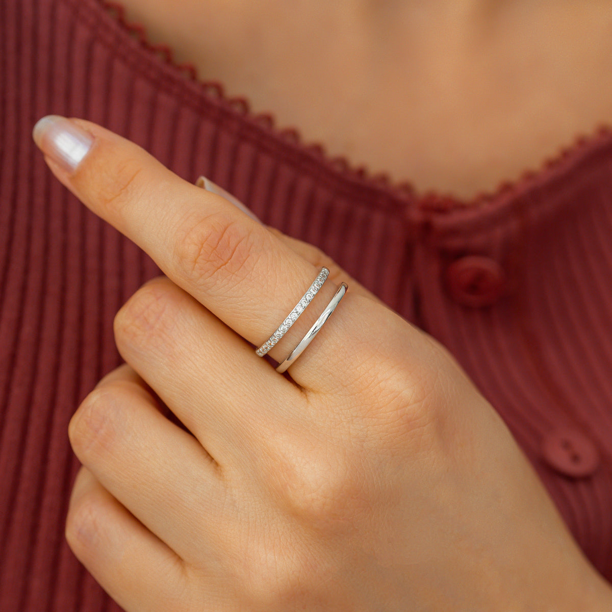 Double Band Pave Ring