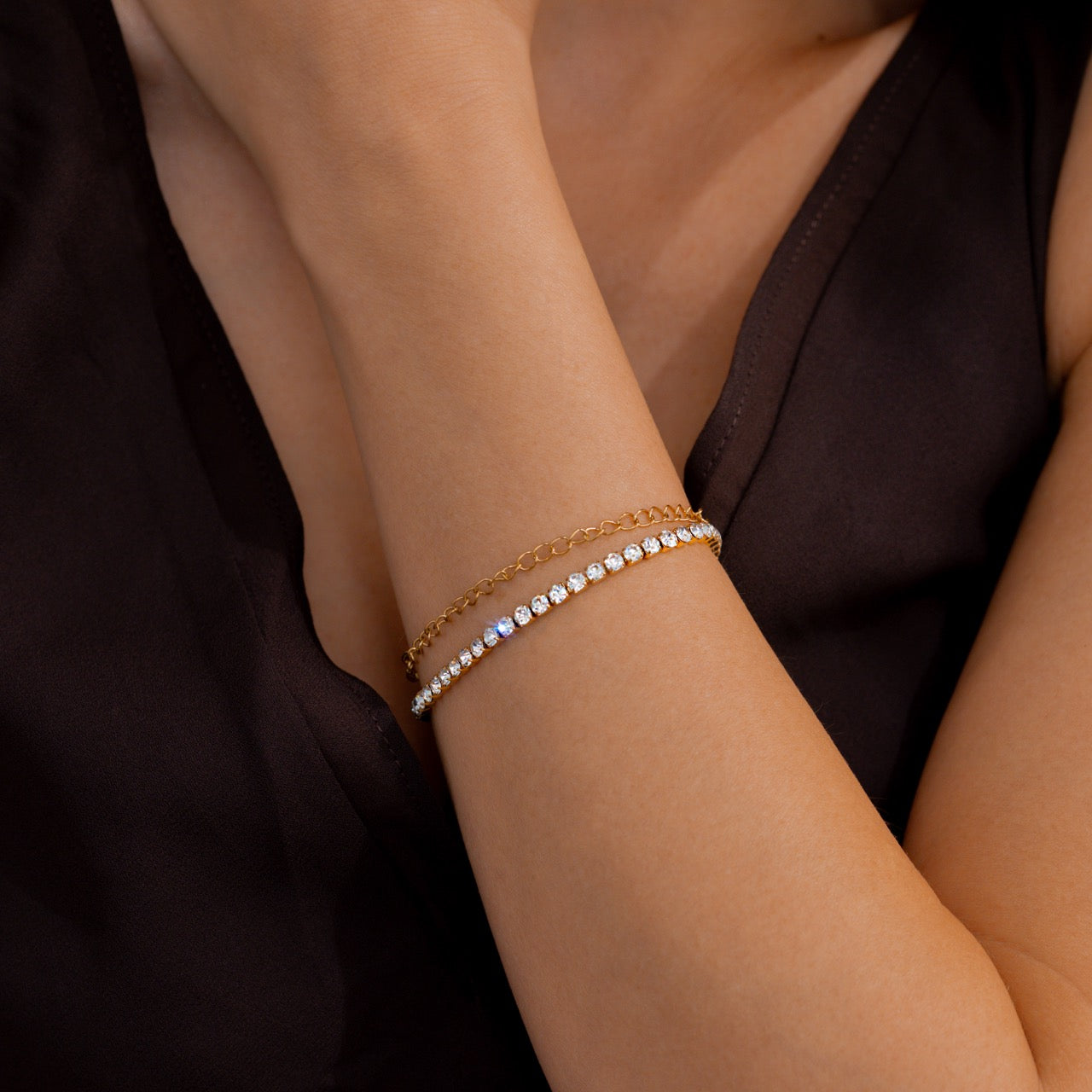 Doppelte Tennisarmbandkette