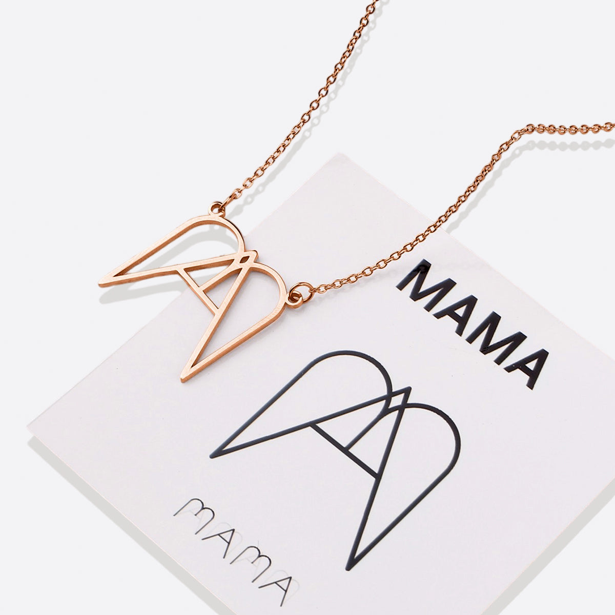MAMA Minimalist Monogram Necklace in gold tone