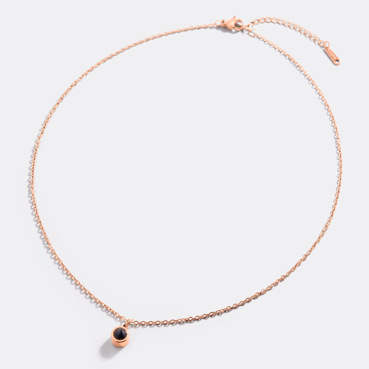 The Classic Photo Necklace in rose gold tone