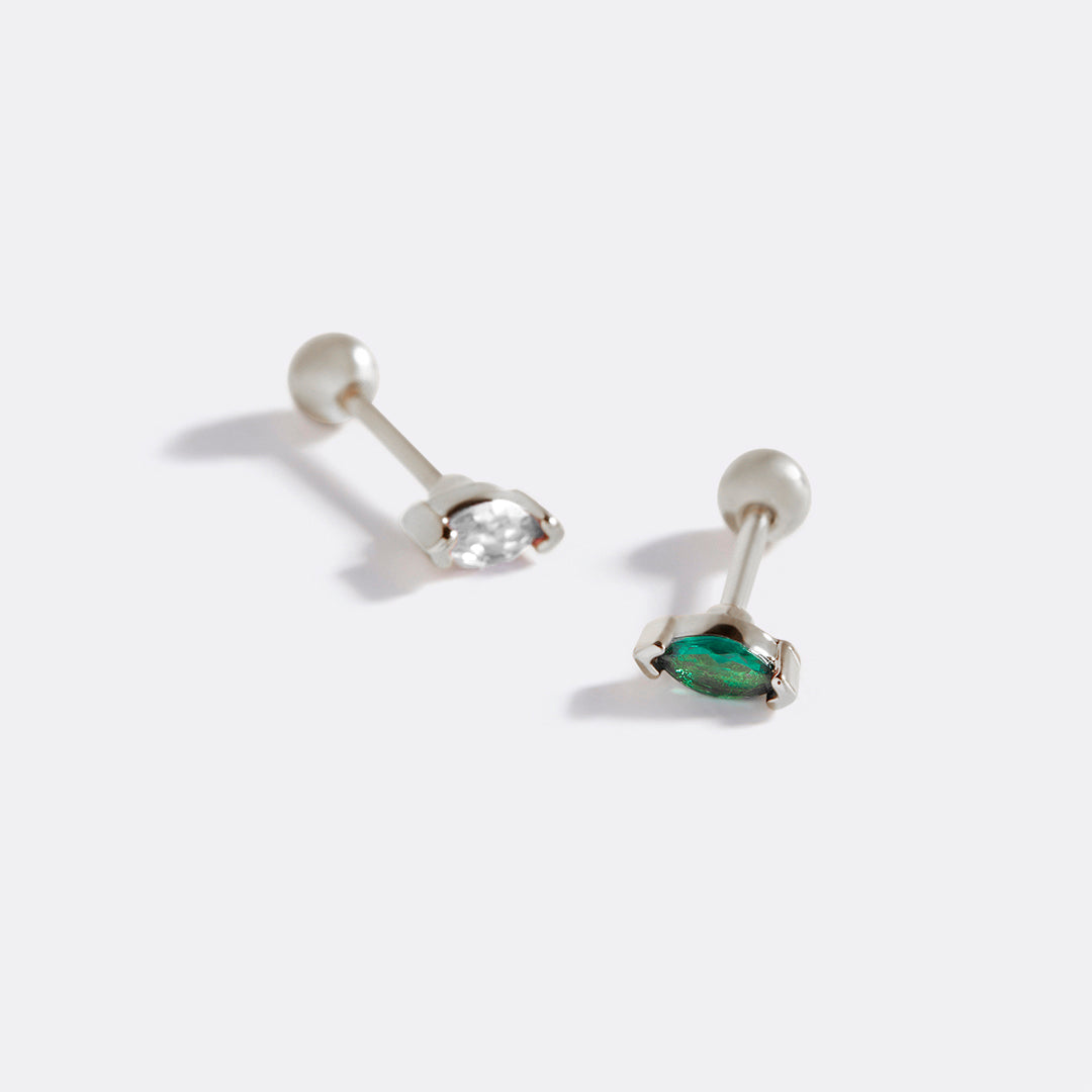 Marquis Gemstone Sleeper Stud Earrings in 925 sterling silver