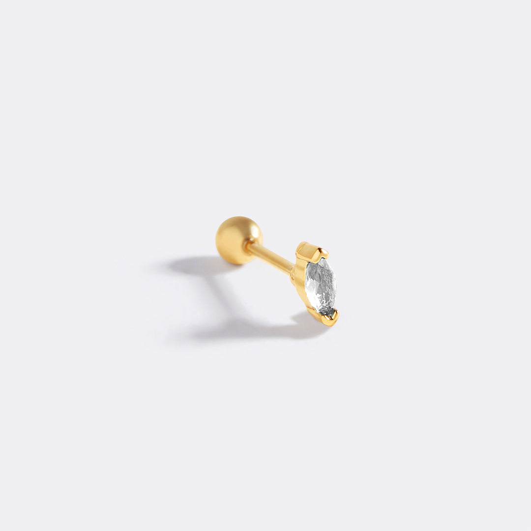 Marquis Gemstone Sleeper Stud Earrings in gold tone