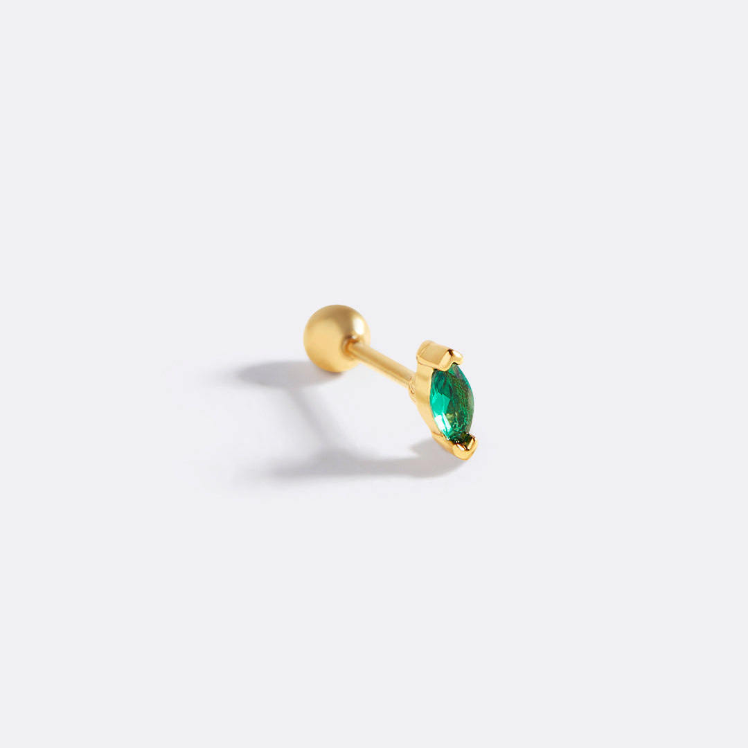 Marquis Gemstone Sleeper Stud Earrings in gold tone