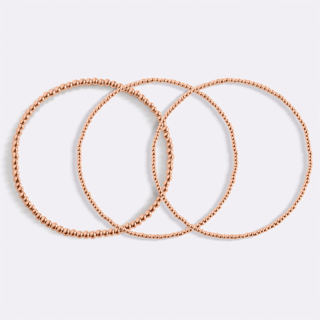 322 Beaded Bracelet Stacking Set in rose gold tone