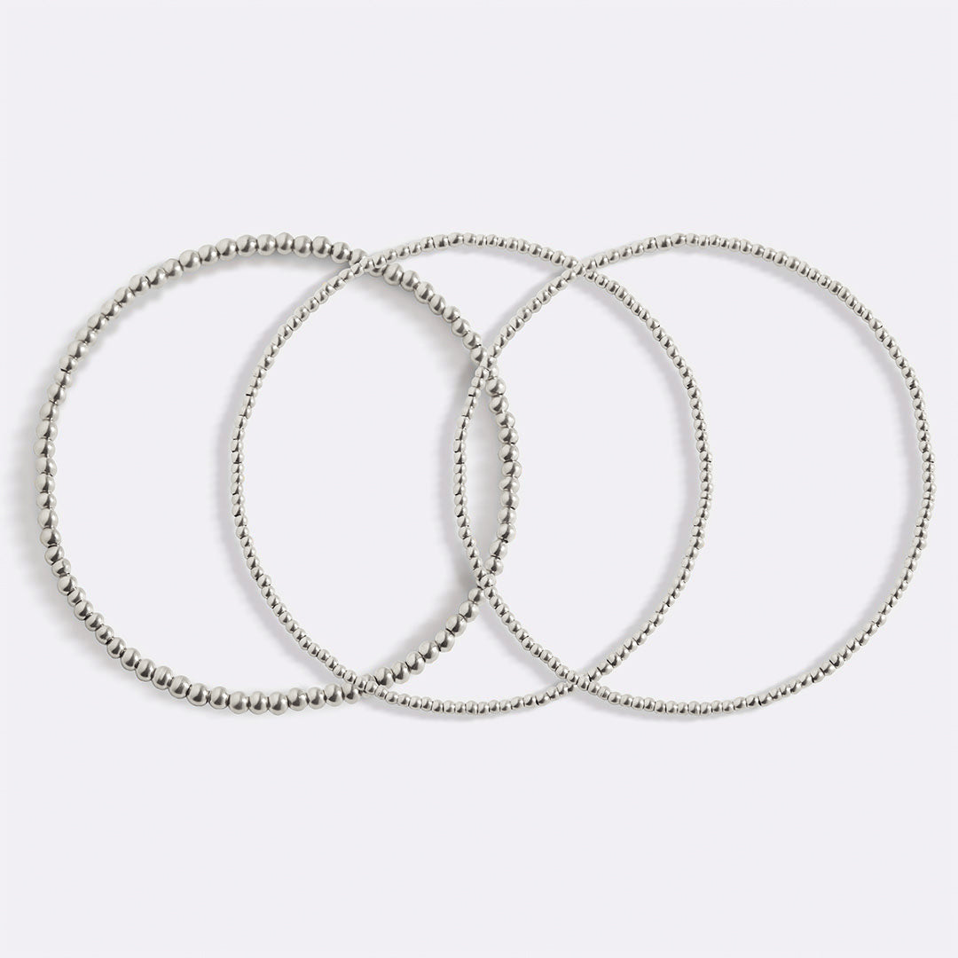 322 Beaded Bracelet Stacking Set in 925 sterling silver
