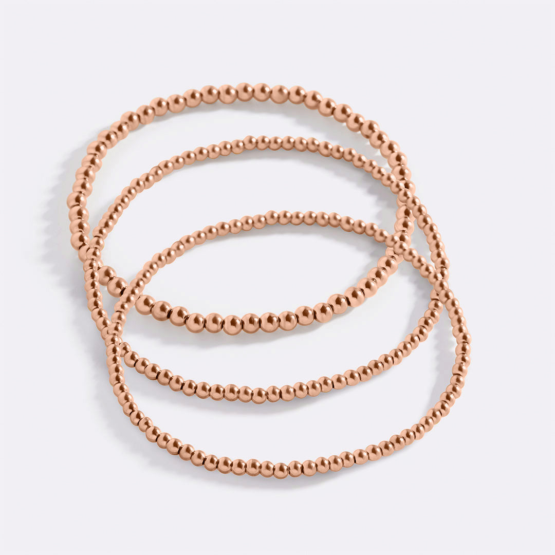 433 Beaded Bracelet Stacking Set in rose gold tone