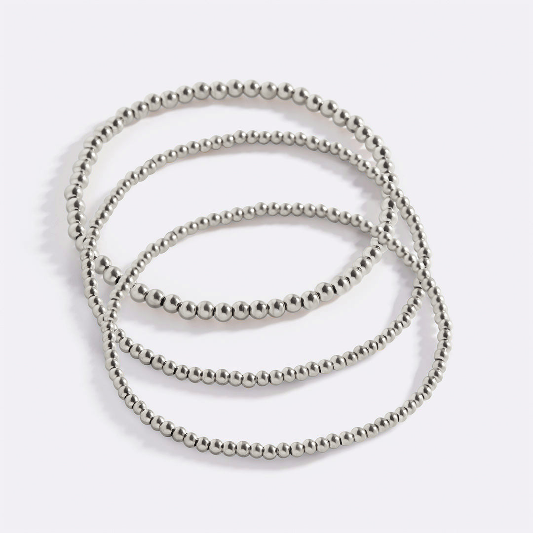 433 Beaded Bracelet Stacking Set in 925 sterling silver