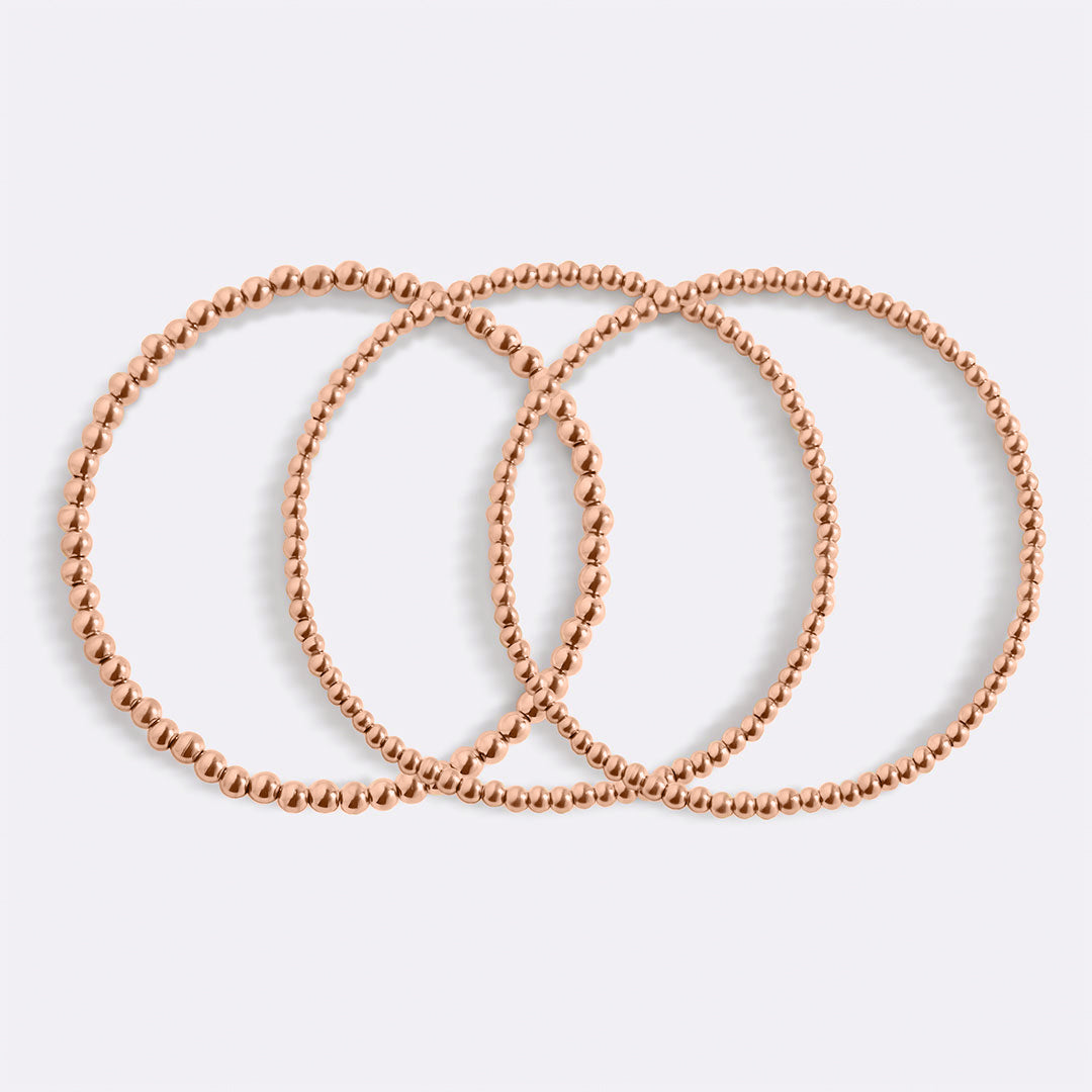433 Beaded Bracelet Stacking Set in rose gold tone