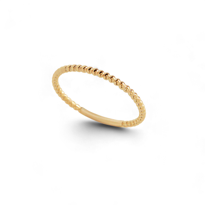 Gold Dainty Stacking Beaded Ring — Vanny Jewels