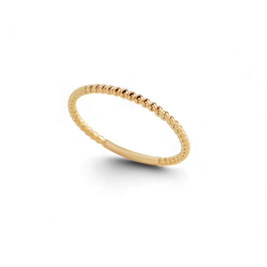 Gold Dainty Stacking Beaded Ring — Vanny Jewels