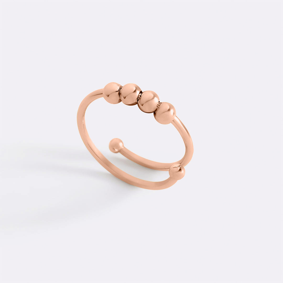 Adjustable Beaded Fidget Ring in rose gold tone