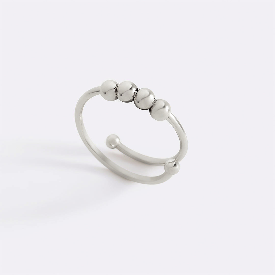 Adjustable Beaded Fidget Ring in 925 sterling silver