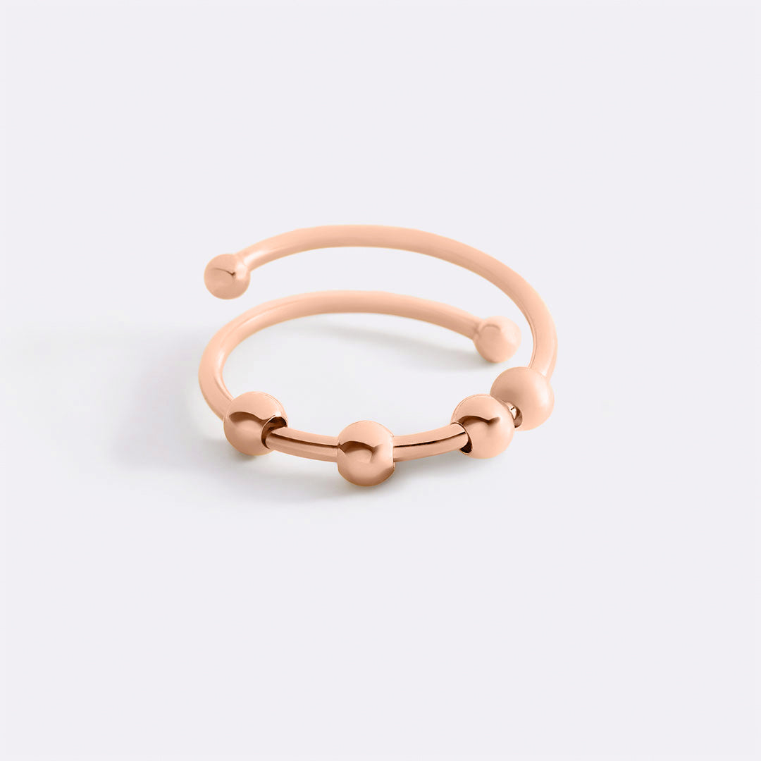 Adjustable Beaded Fidget Ring in rose gold tone