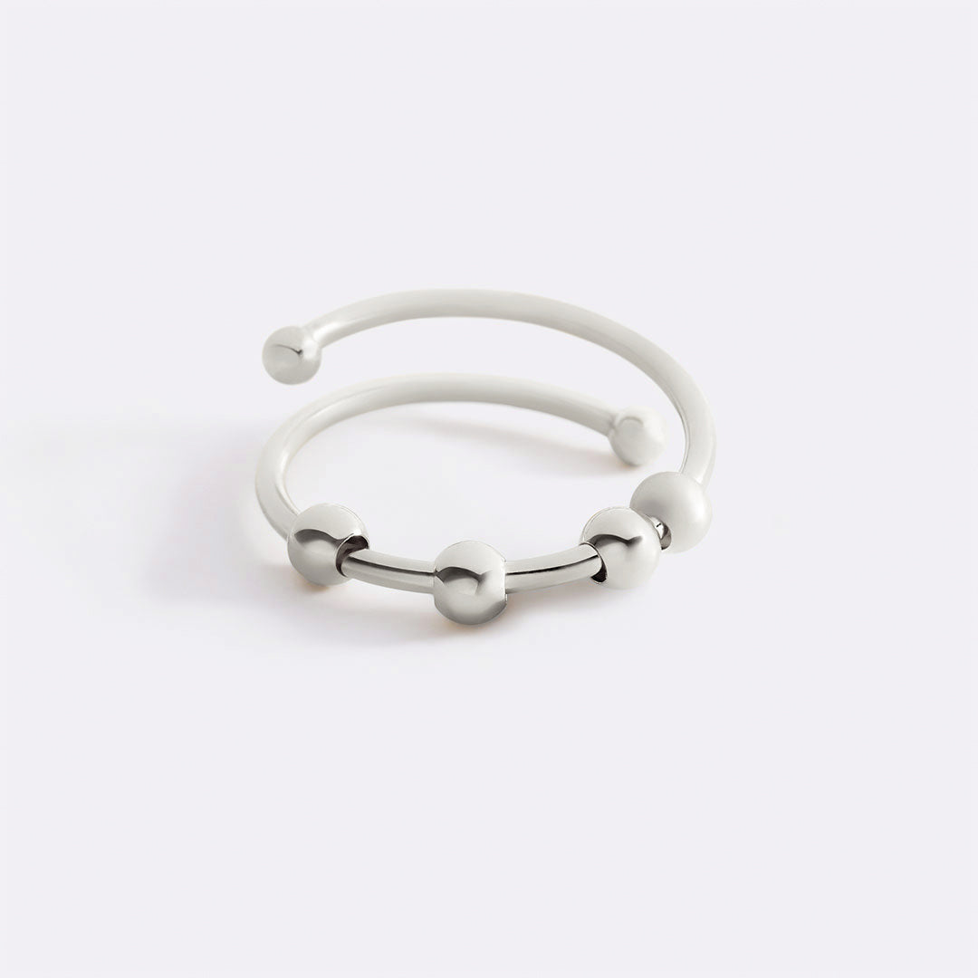 Adjustable Beaded Fidget Ring in 925 sterling silver