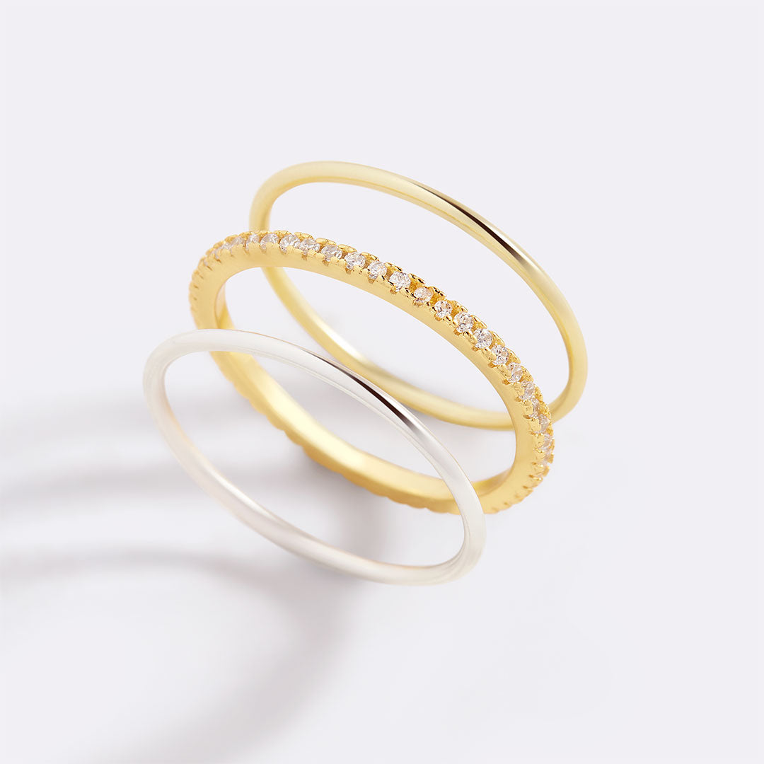 Gold and Silver Stacking Ring Set in gold tone