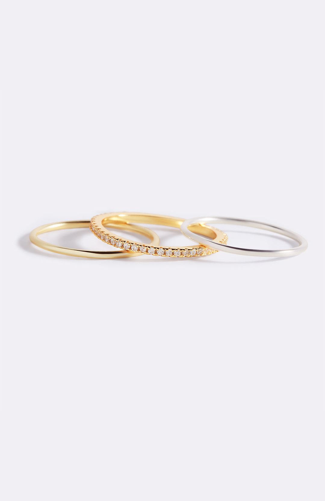 Gold and Silver Stacking Ring Set in gold tone