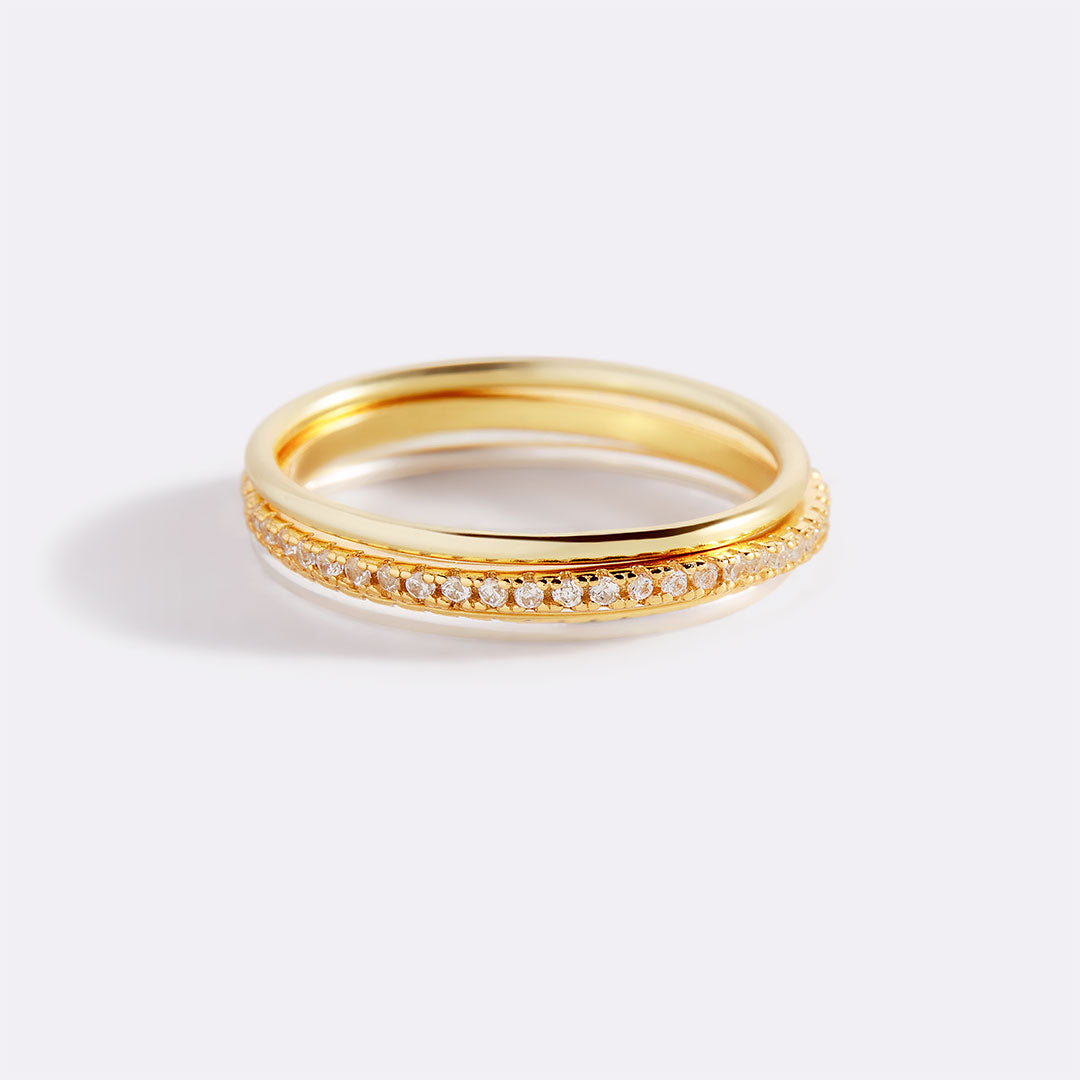 Gold and Silver Stacking Ring Set in gold tone