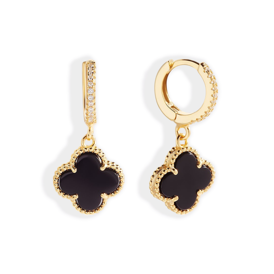 Pave Clover Drop Earrings — Vanny Jewels
