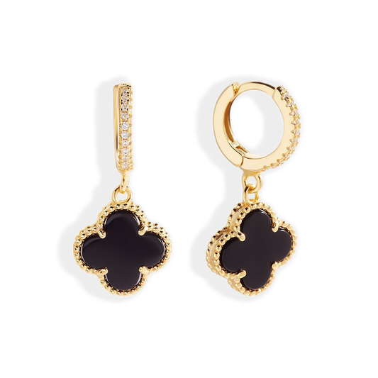 Pave Clover Drop Earrings — Vanny Jewels