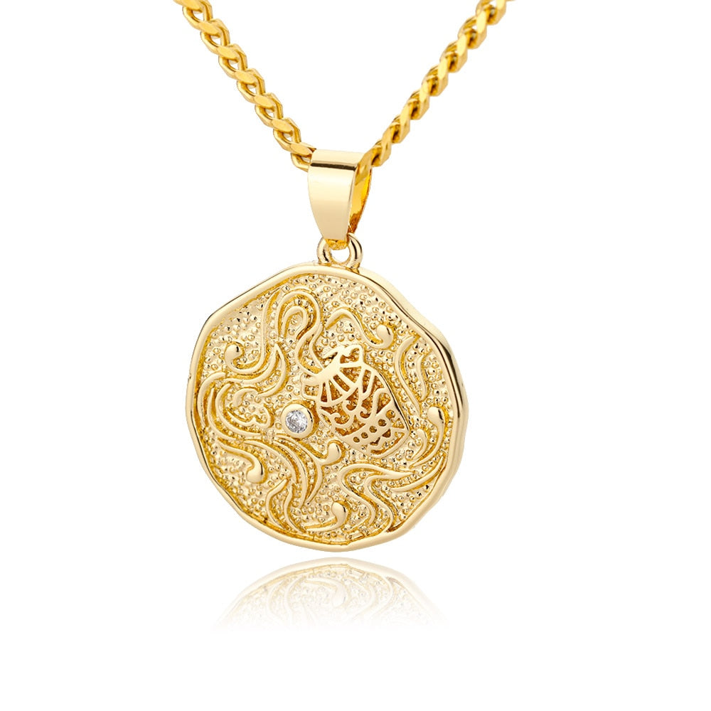 Collana Pendente Moneta Segno Zodiacale