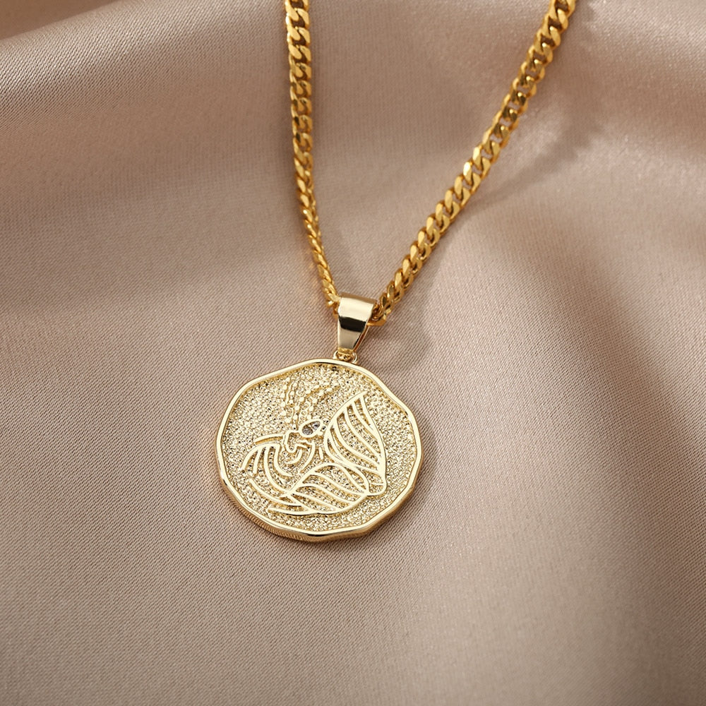 Collana Pendente Moneta Segno Zodiacale