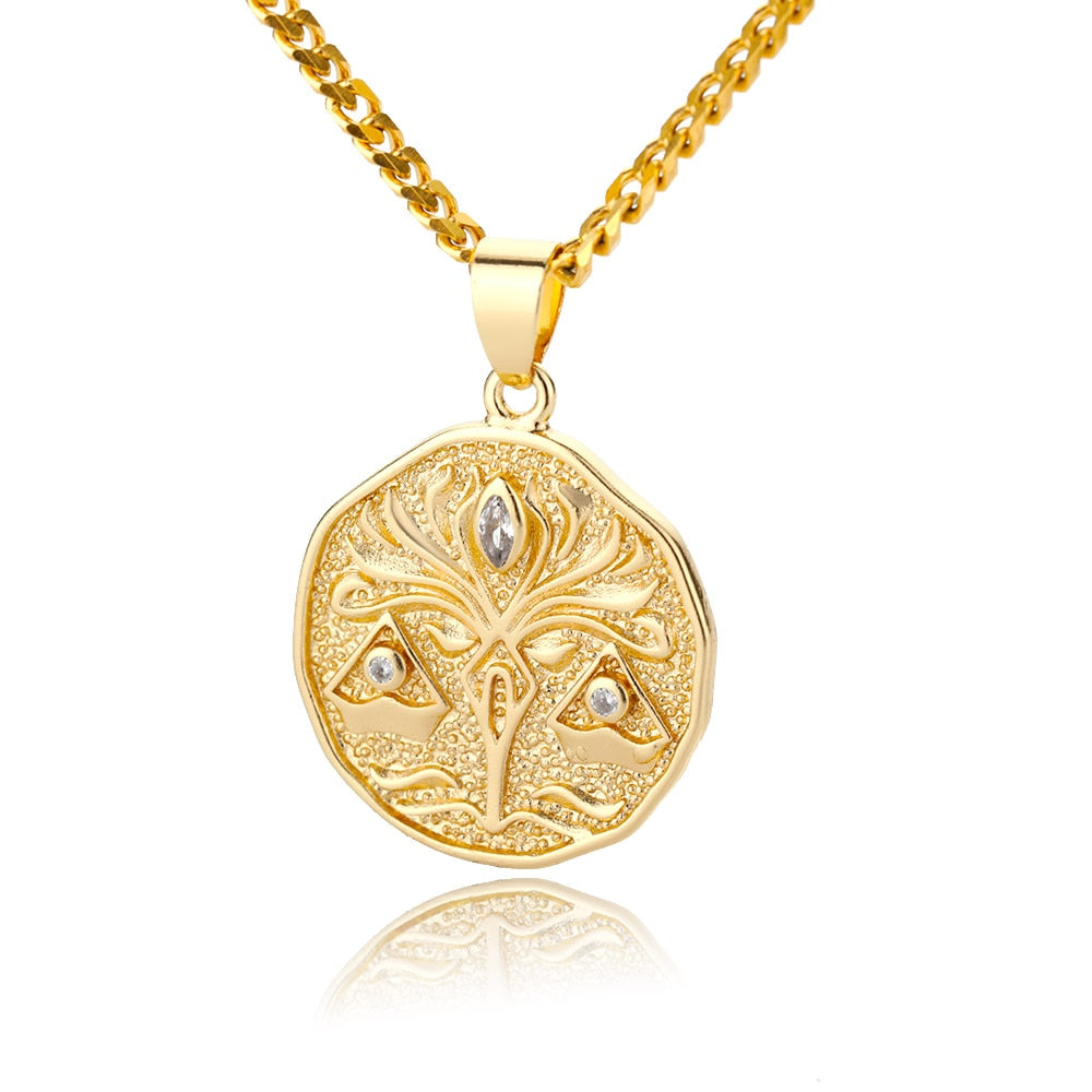 Collana Pendente Moneta Segno Zodiacale