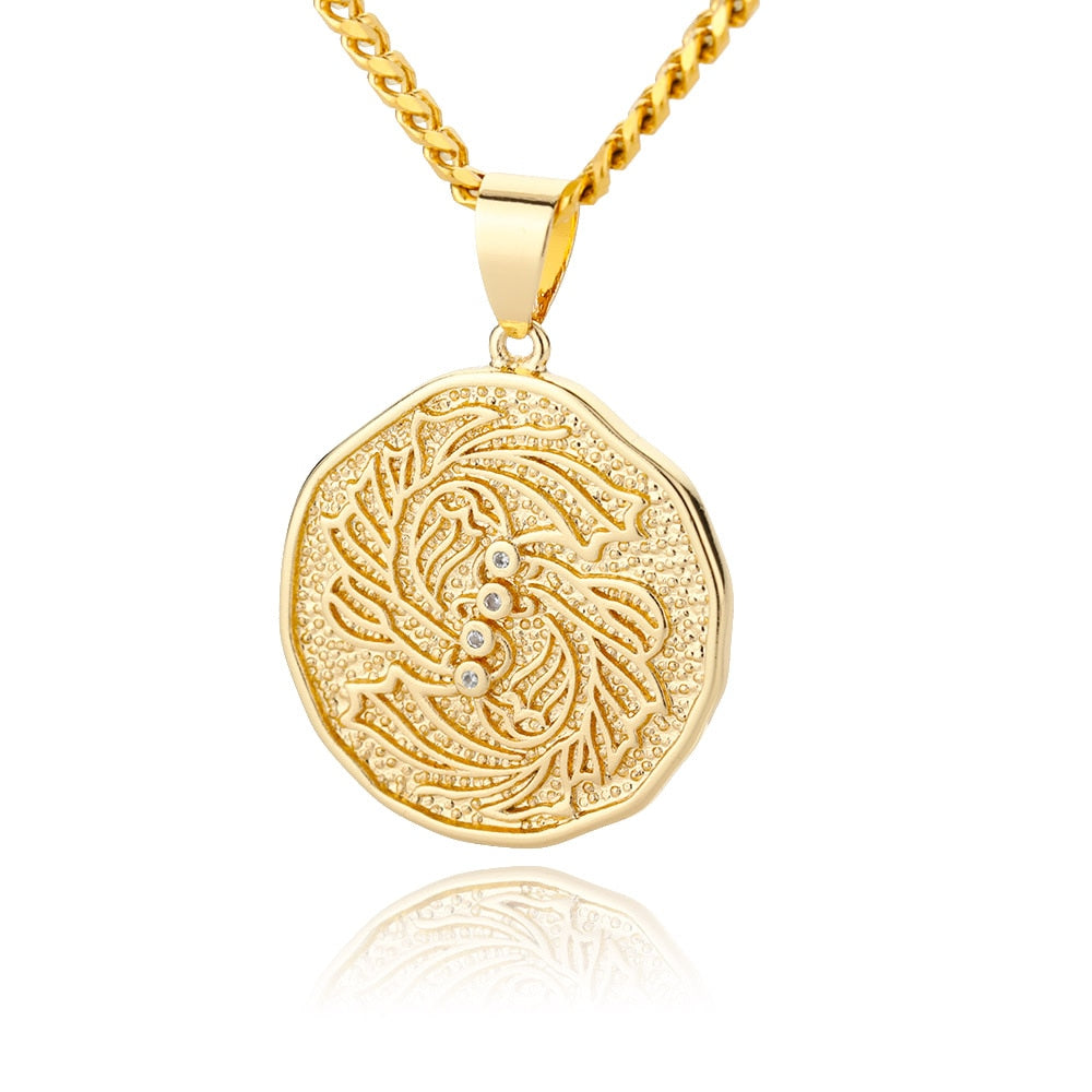 Collana Pendente Moneta Segno Zodiacale