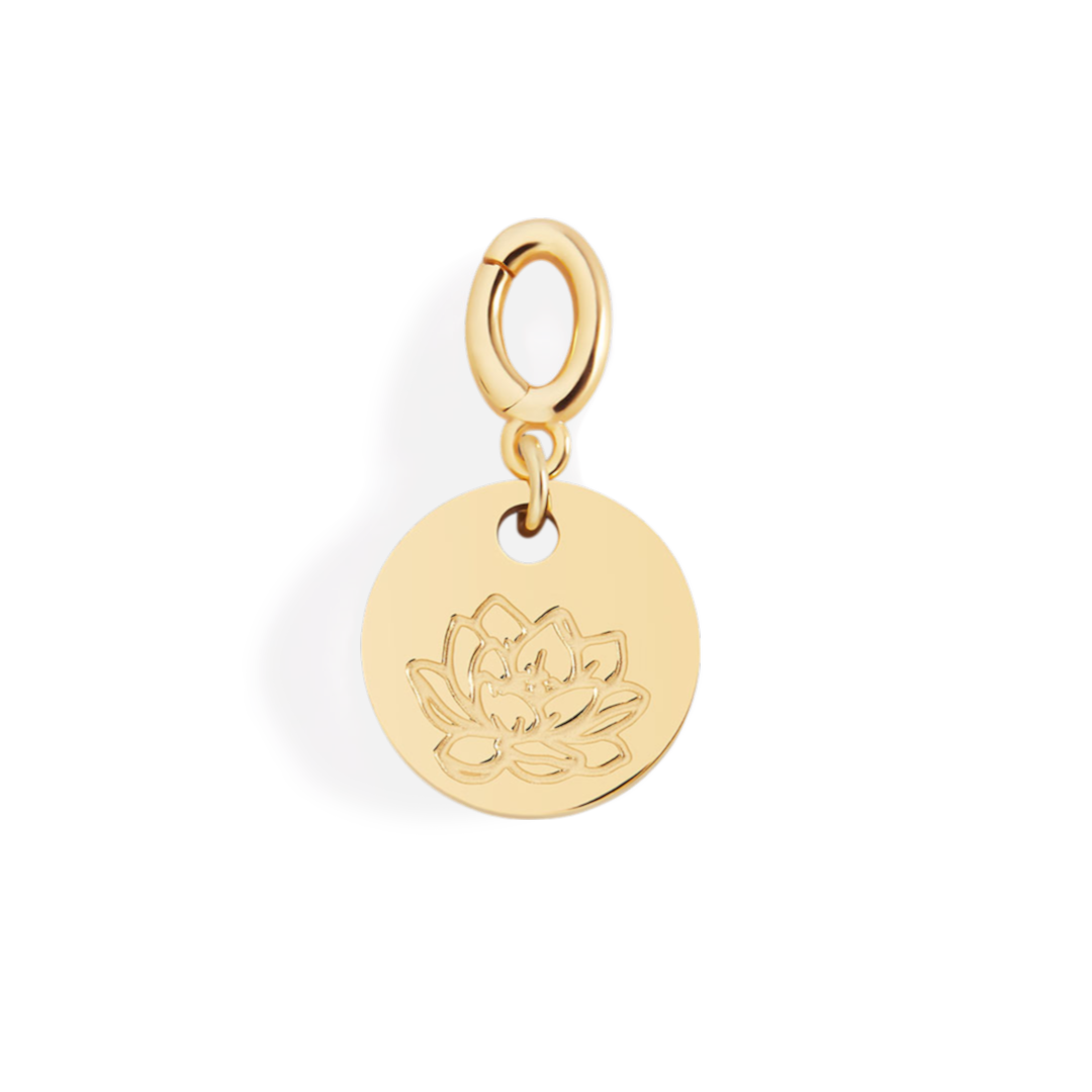 Engraved Birth Flower Disc Charm — Vanny Jewels