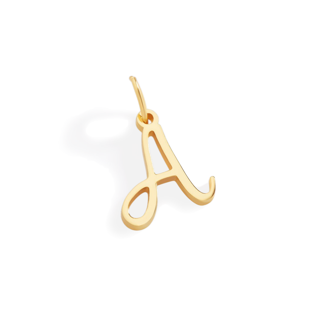 Cursive Initial Charm in 18k Gold — Vanny Jewels