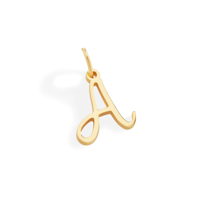 Cursive Initial Charm in 18k Gold — Vanny Jewels