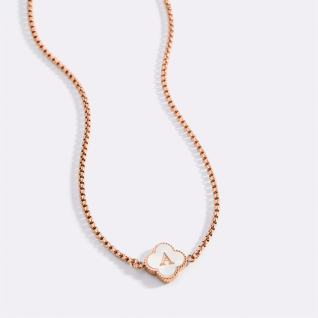 Clover Custom Name Necklace in rose gold tone