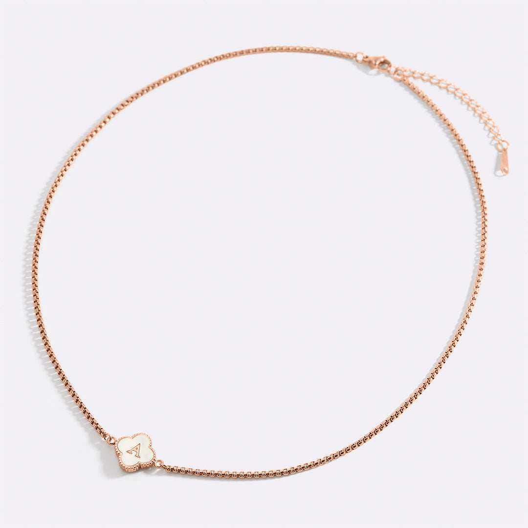 Clover Custom Name Necklace in rose gold tone