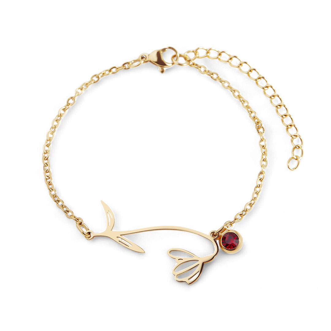 Dainty Birth Flower Bracelet with Birthstone Charm — Vanny Jewels