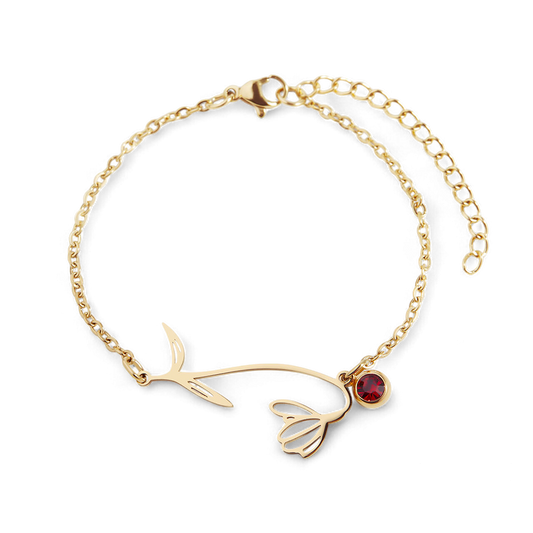 Dainty Birth Flower Bracelet with Birthstone Charm — Vanny Jewels