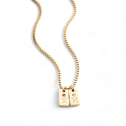 Dainty Pave Tag Initial Necklace — Vanny Jewels