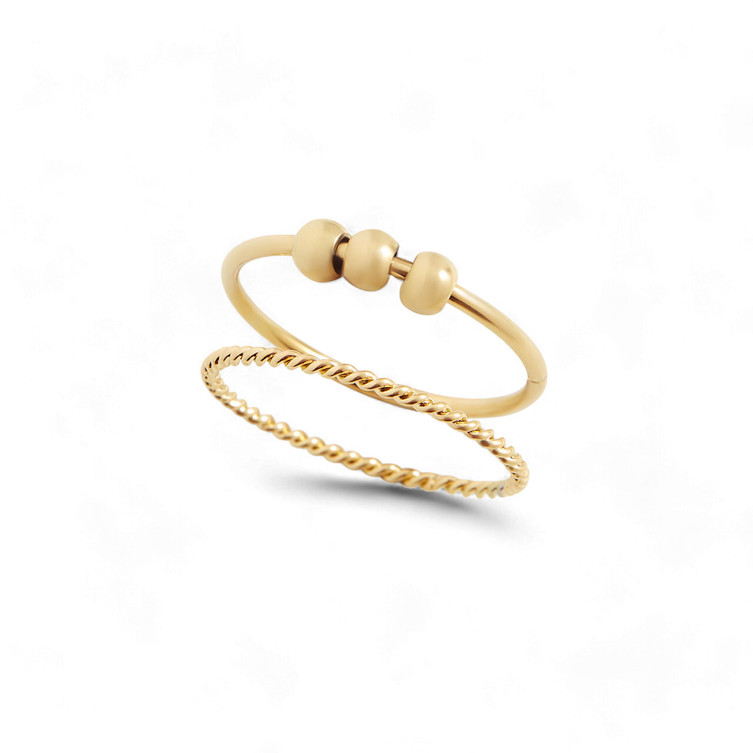 Dainty Stackable Beaded Fidget Ring Set — Vanny Jewels