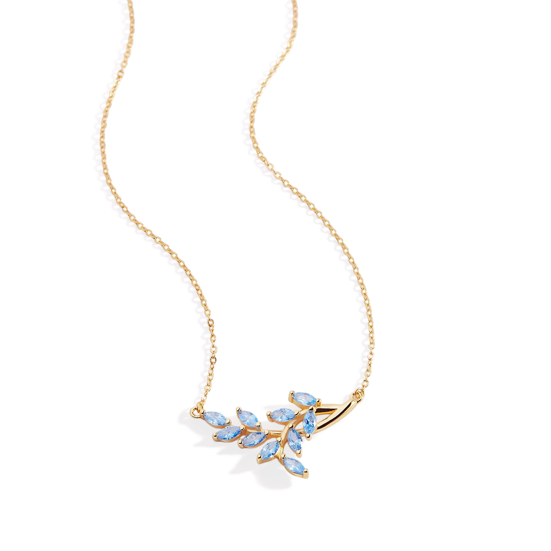 Birthstone Leaf Pendant Necklace — Vanny Jewels