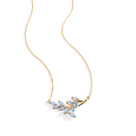 Birthstone Leaf Pendant Necklace — Vanny Jewels