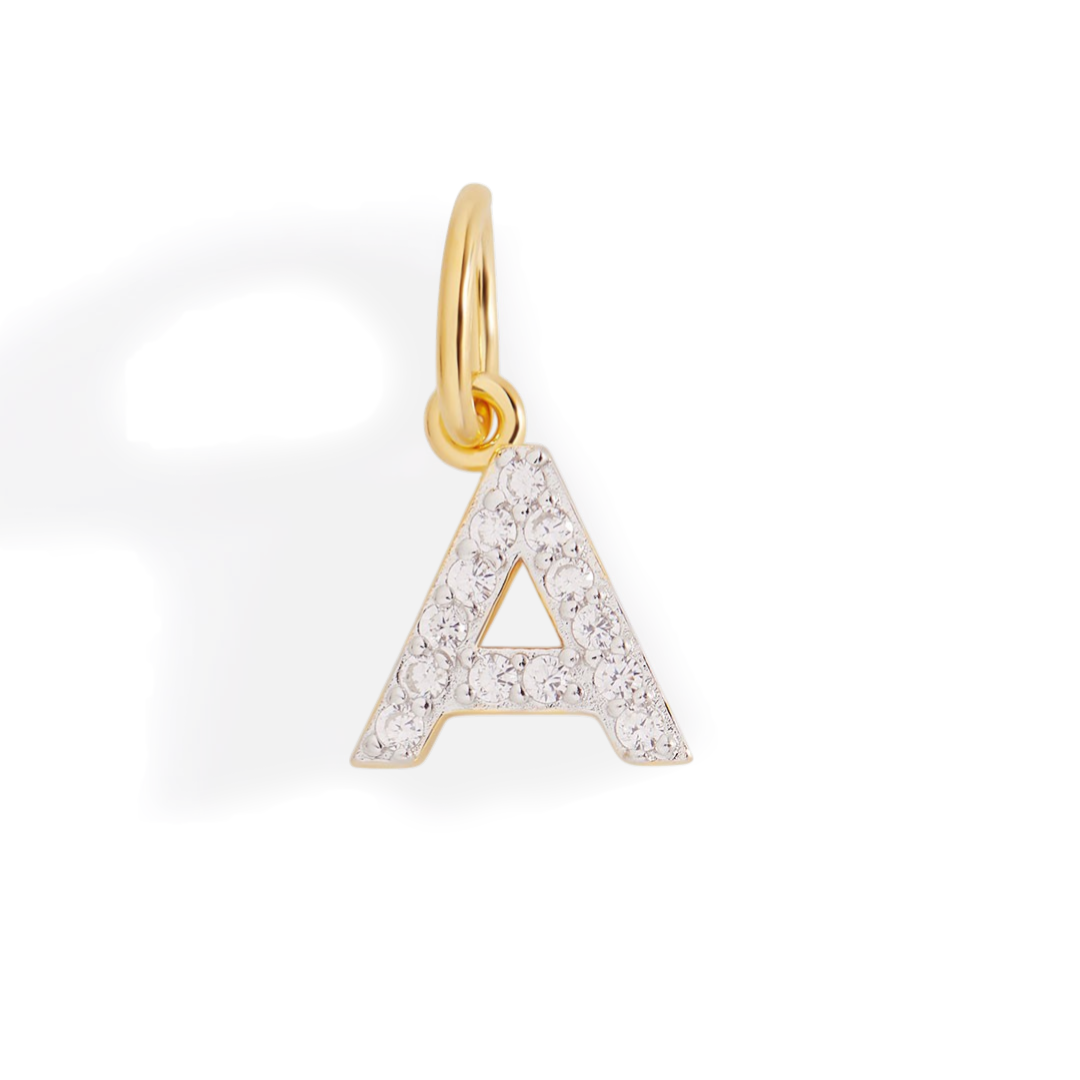 Diamond Initial Charm in 18k Gold — Vanny Jewels