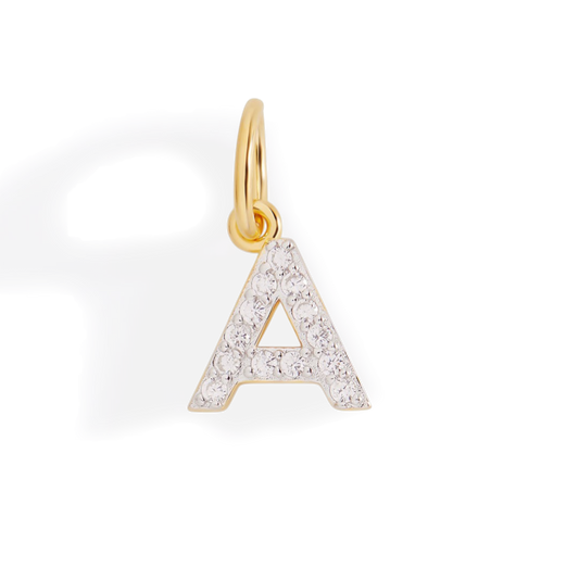 Diamond Initial Charm in 18k Gold — Vanny Jewels