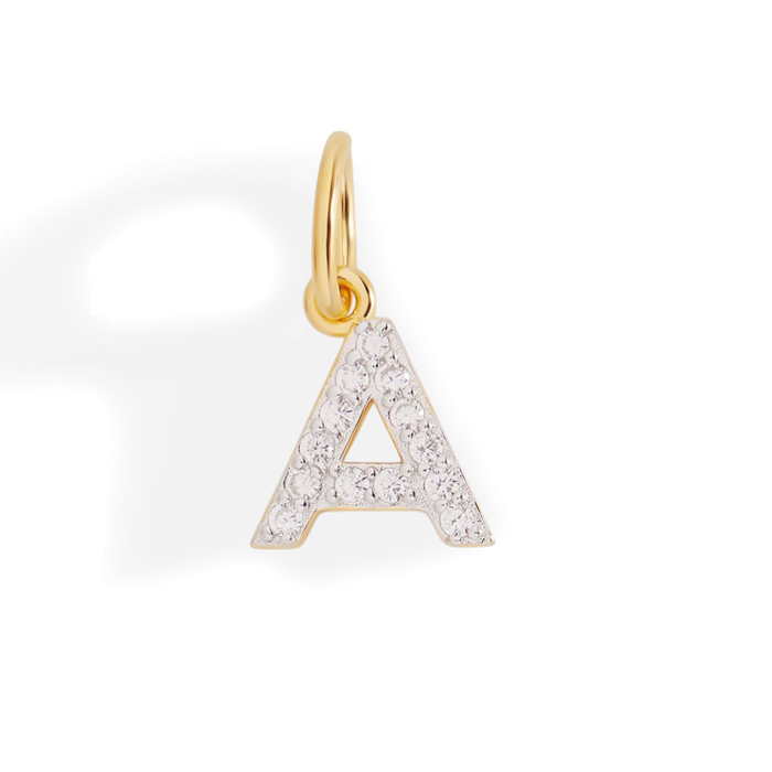 Diamond Initial Charm in 18k Gold — Vanny Jewels