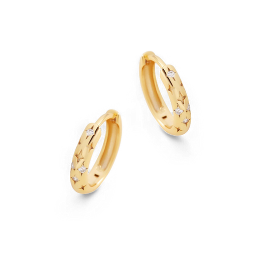 Falling Stars Huggie Hoop Earrings in 925 Sterling Silver — Vanny Jewels