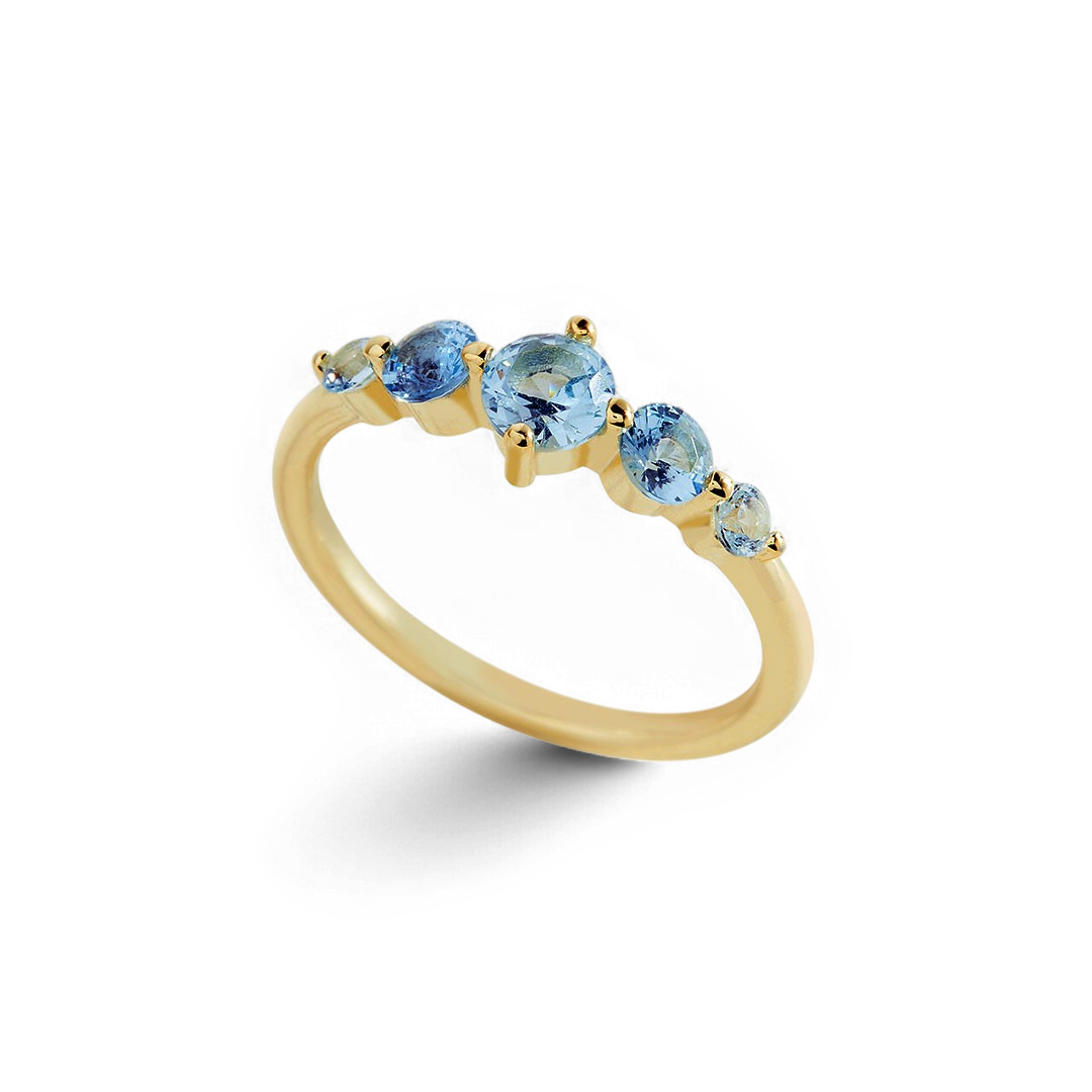 Five Stone Statement Birthstone Ring with March birthstone