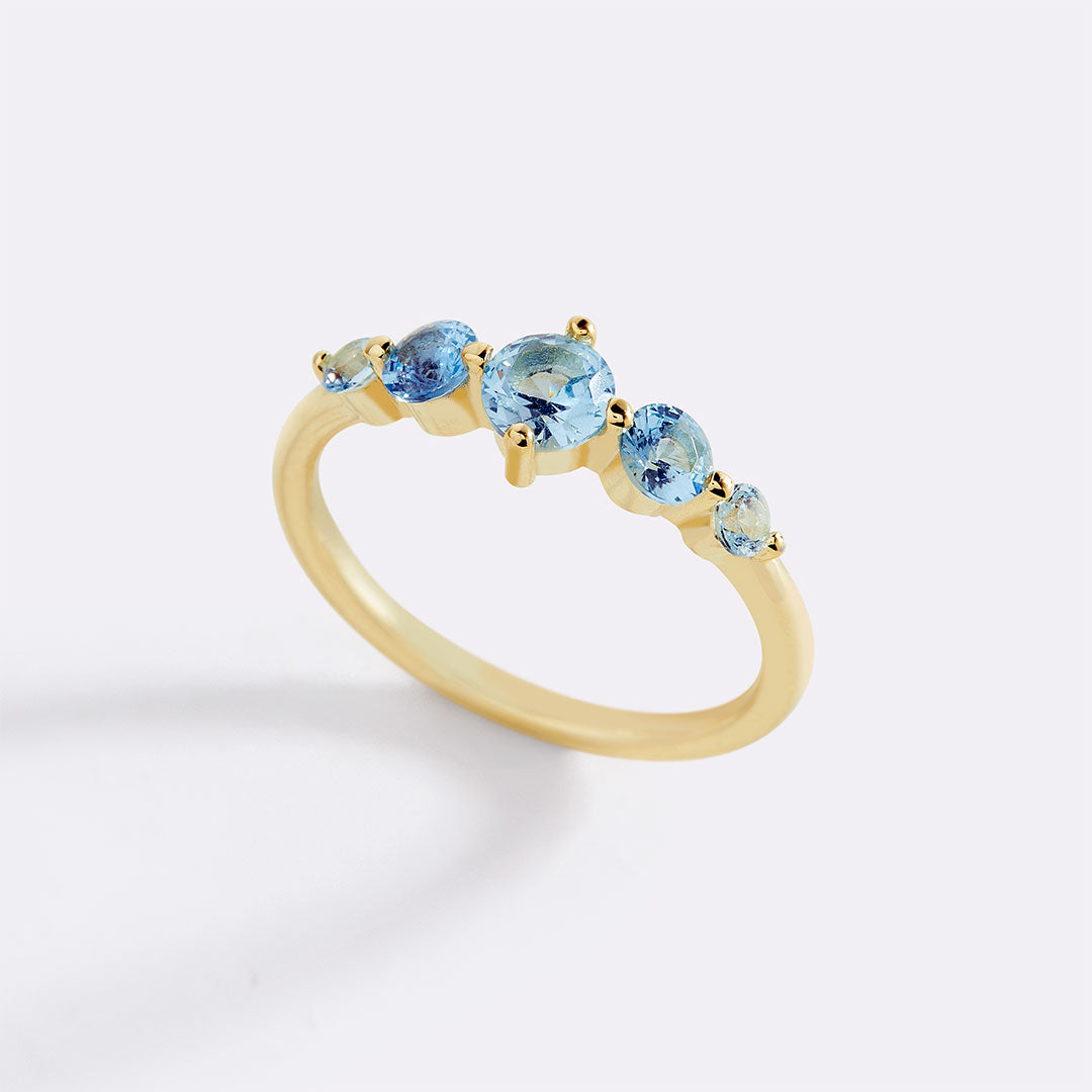 Five Stone Statement Birthstone Ring with March birthstone