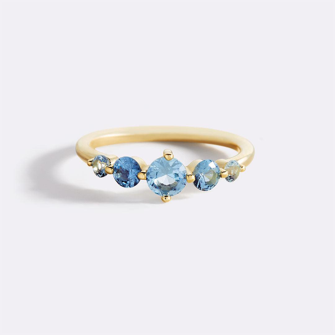 Five Stone Statement Birthstone Ring with March birthstone