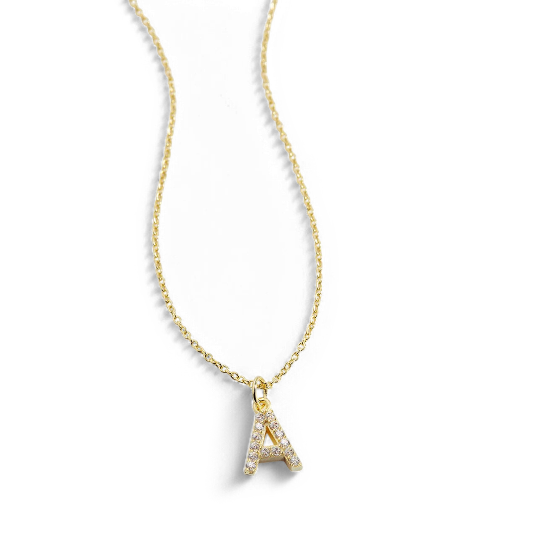 Pavé Uppercase Initial Necklace — Vanny Jewels