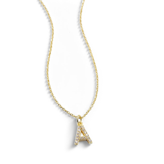 Pavé Uppercase Initial Necklace — Vanny Jewels