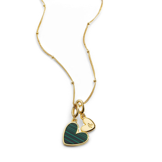 Malachite Heart Initial Necklace — Vanny Jewels