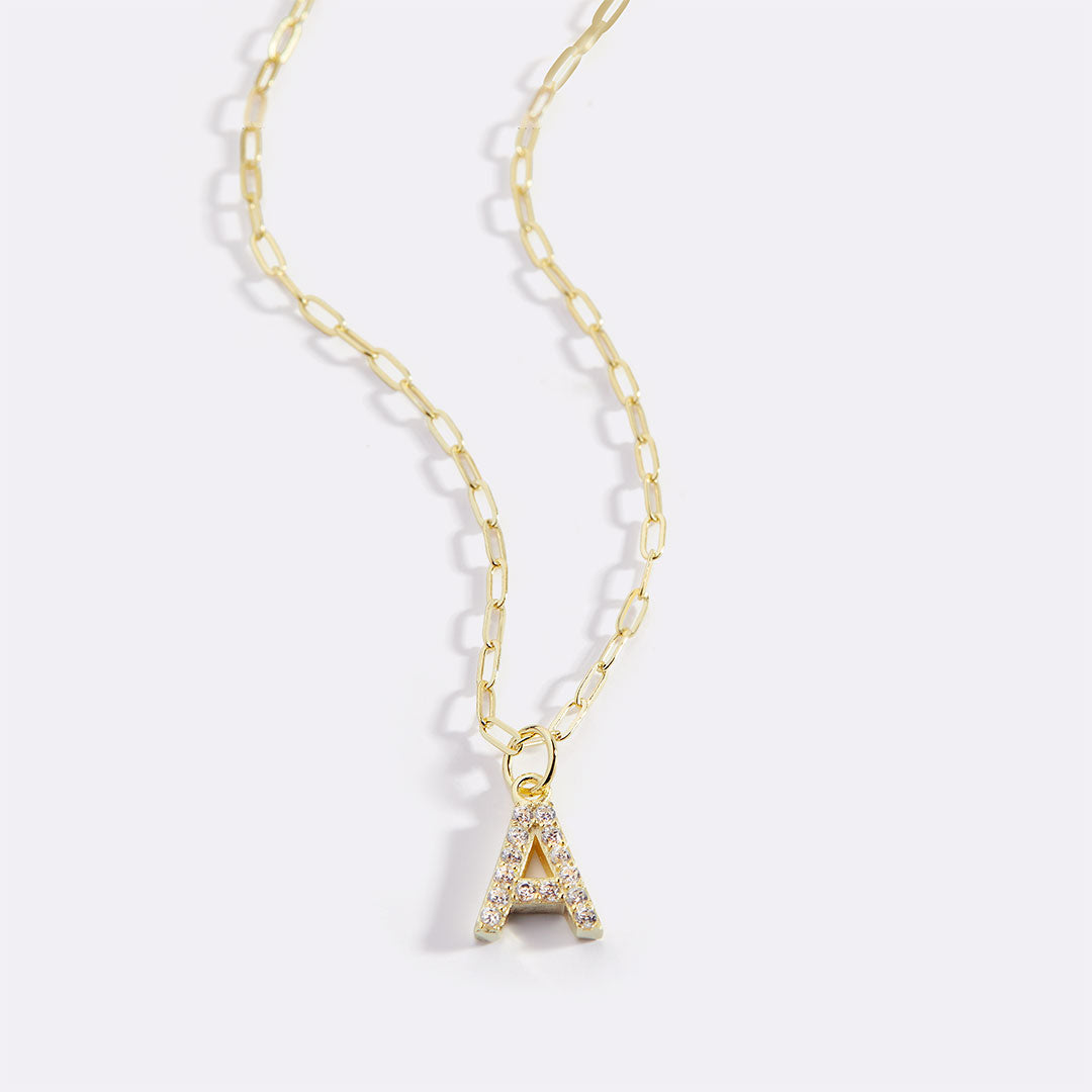 Pavé Uppercase Initial Necklace