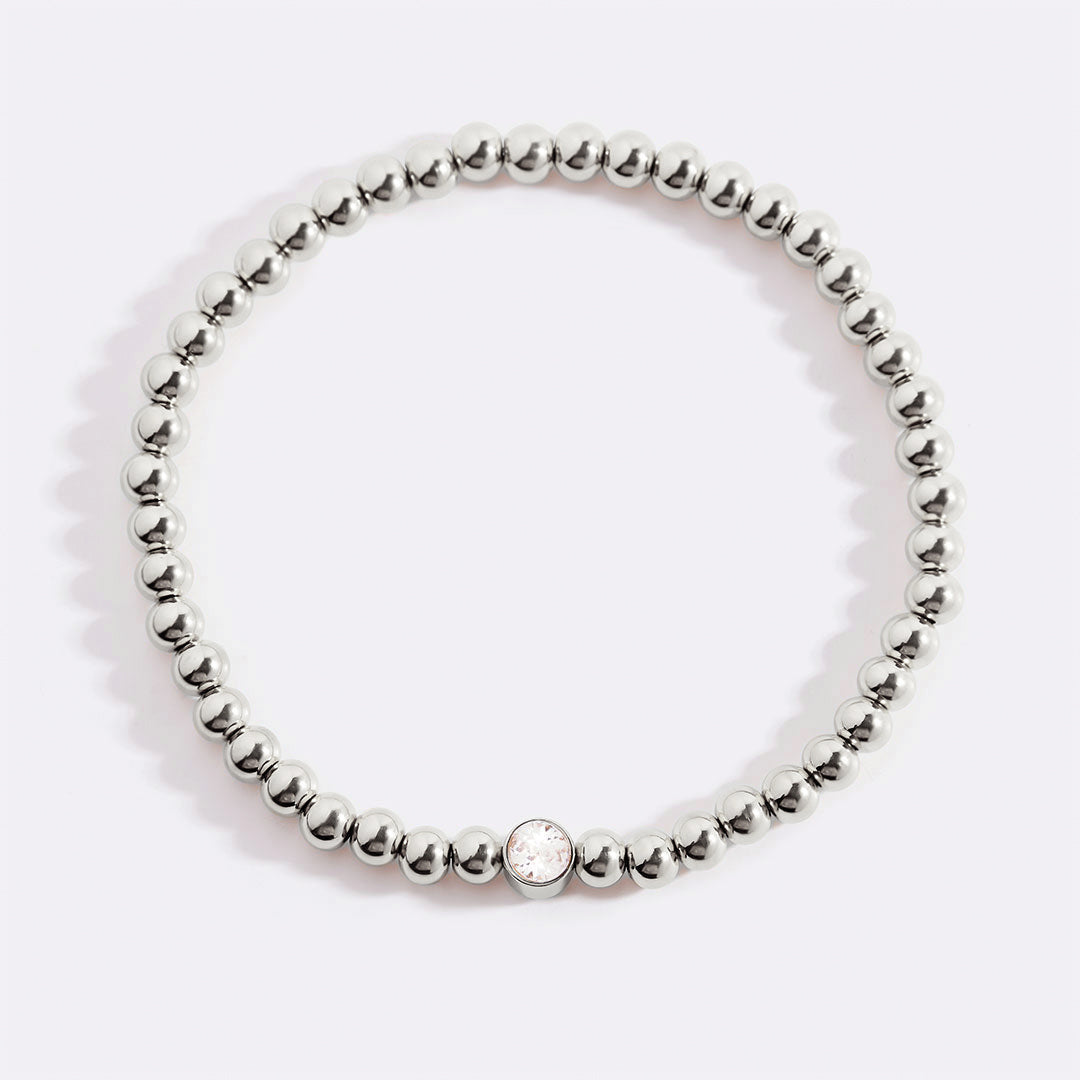Gold Beaded Bubble Birthstone Bracelet in gold tone